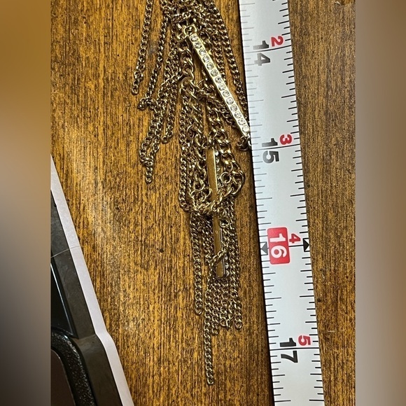 Nicole Miller Long Fringe Rhinestone Bar Necklace - Picture 7 of 8